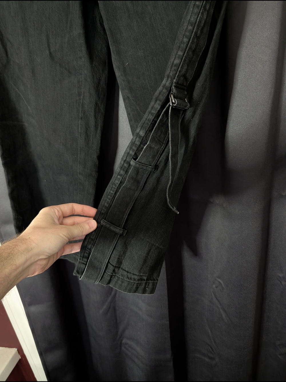 Yohji Yamamoto Men's Black Bondage Strap Buckle Straight-Leg Jeans Japan Sz 2 - Picture 3 of 16